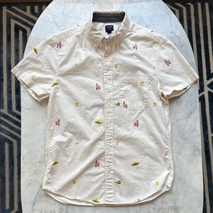 J. Crew Cream Casual Button Down Shirt with Classic Collar